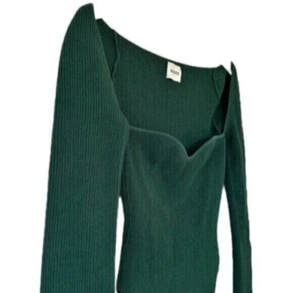 KHAITE Maddy Emerald Green Ribbed Knit Bustier Sweetheart Neckline Top Size M - Picture 6 of 13